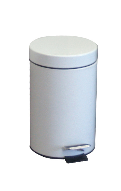 White Steel Pedal Bin 3Ltr with plastic liner