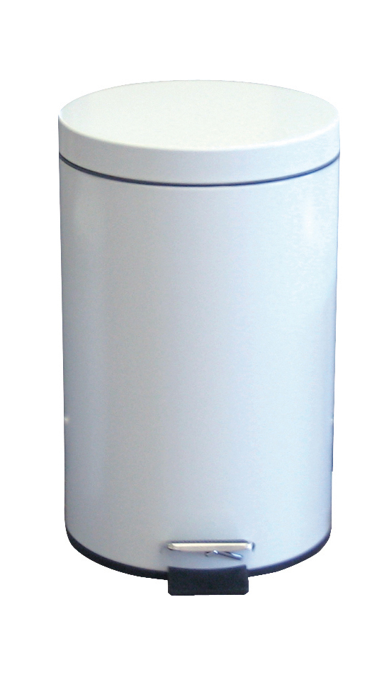 White Steel Pedal Bin 12Ltr with plastic liner