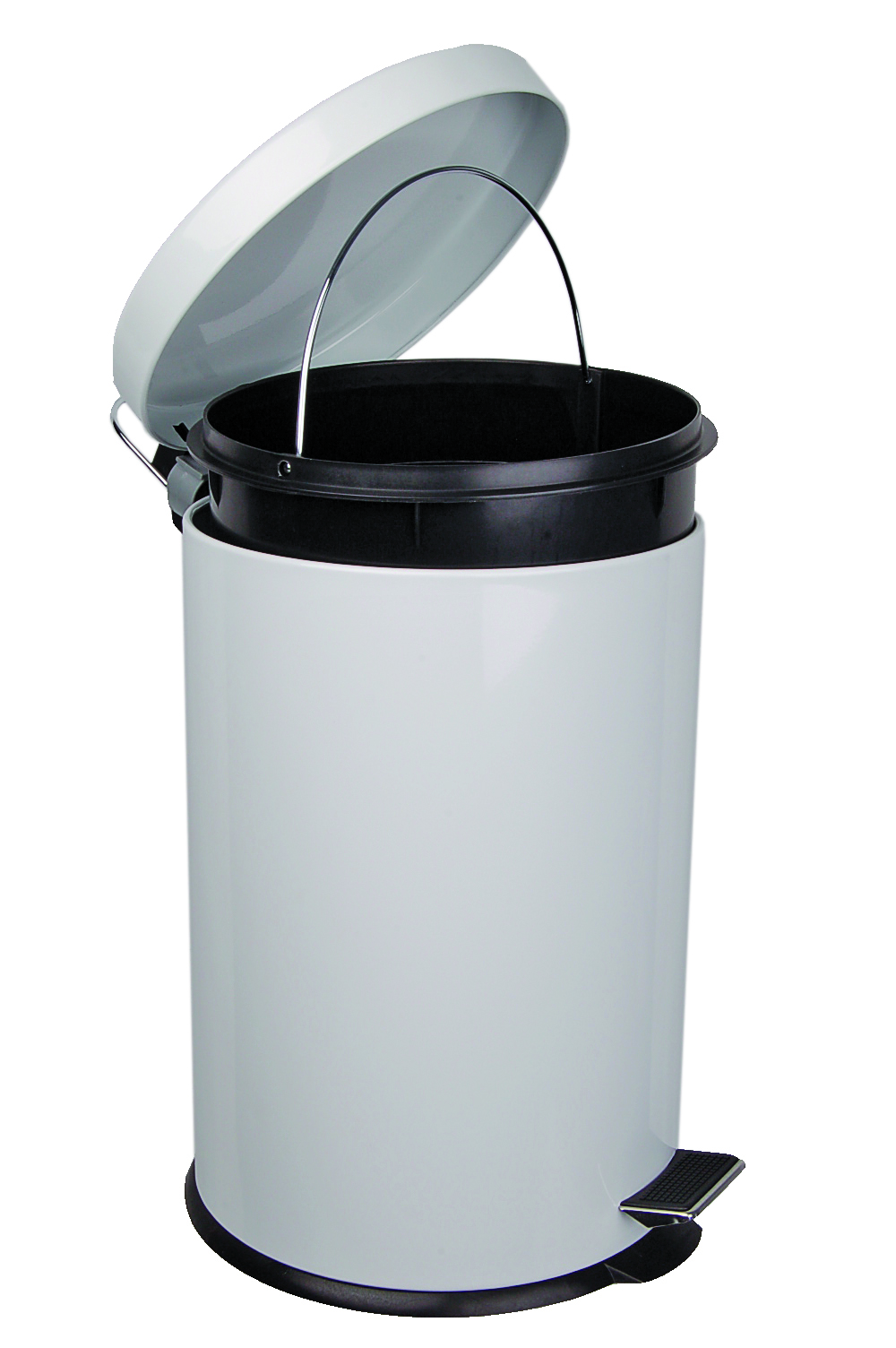 White Steel Pedal Bin 20Ltr with galvanised liner