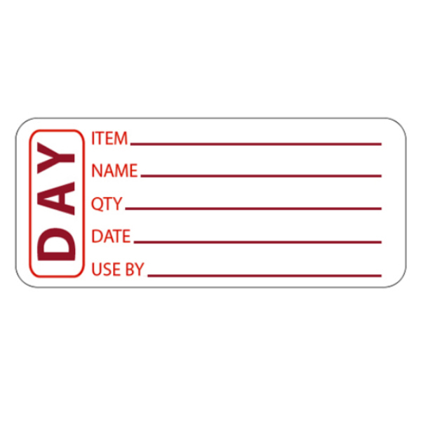 Food Prepared Day Labels- inc. Item, Name, Qty, Date, Use By