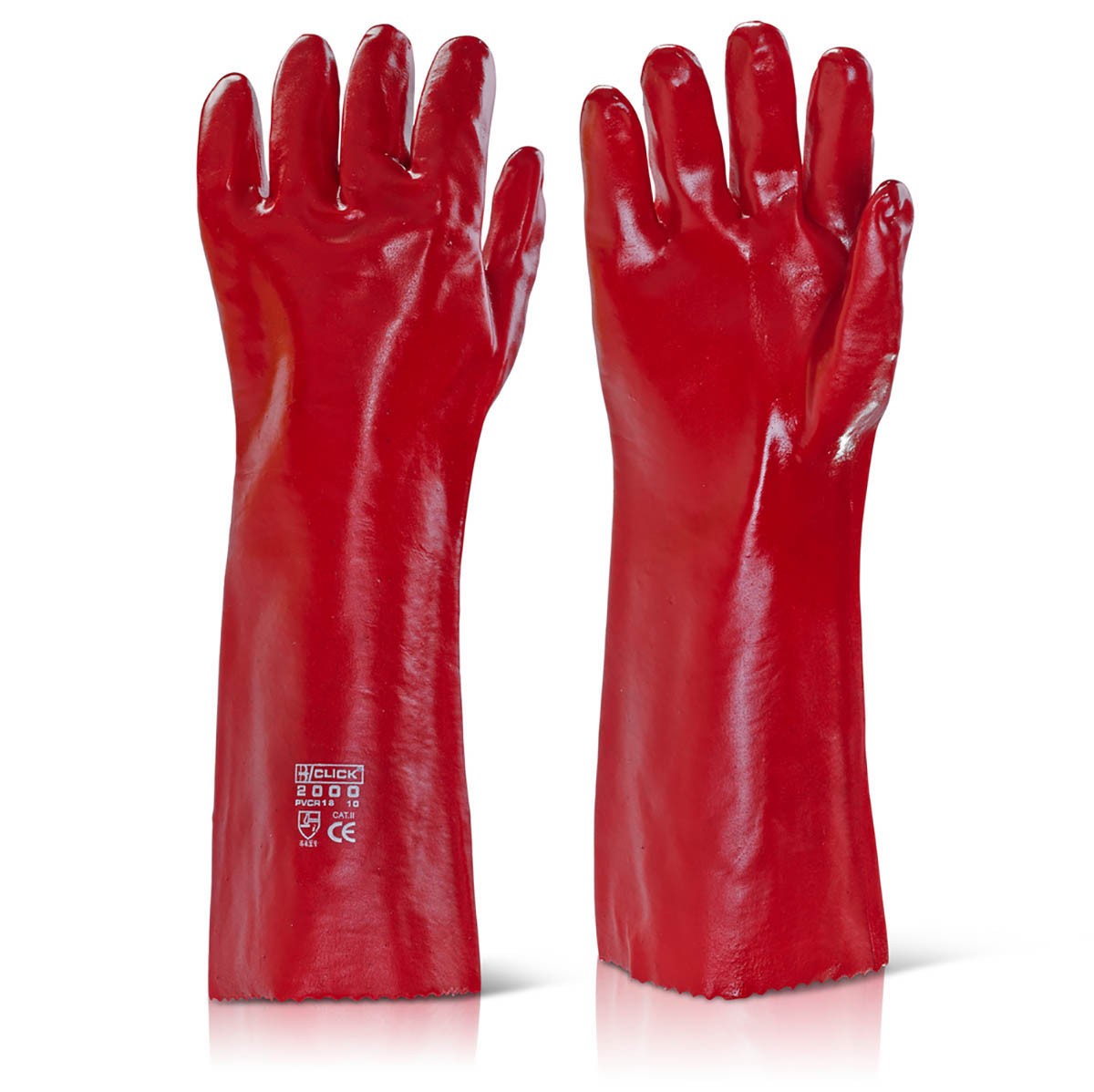 Red PVC Gauntlet Gloves 18 Inch